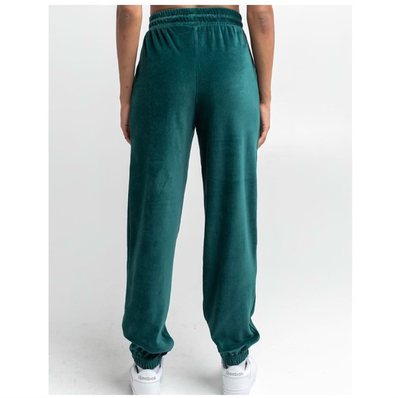 RSQ Velour Dark Green Jogger Sweatpants - Picture 3 of 4